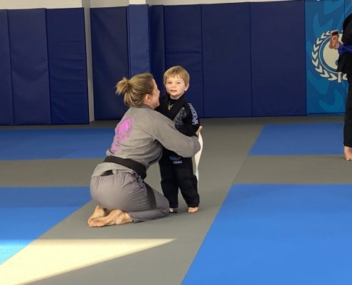 Parents and children working out together