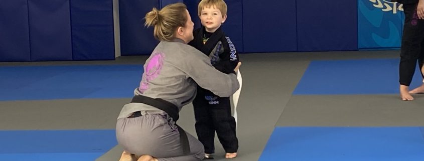 Parents and children working out together